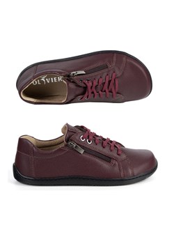 Damskie minimalistyczne buty skórzane barefoot model 1243 bordowe ze sklepu butyolivier w kategorii Półbuty damskie - zdjęcie 189121339