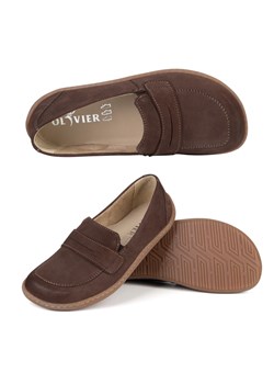 BAREFOOT Eleganckie Damskie minimalistyczne mokasyny skórzane 1280 brąz nubuk ze sklepu butyolivier w kategorii Półbuty damskie - zdjęcie 189121397