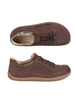 BAREFOOT Damskie minimalistyczne sneakersy skórzane OLIVIER 1282 brąz nubuk ze sklepu butyolivier w kategorii Półbuty damskie - zdjęcie 189121459