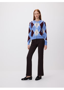 Reserved - Spodnie flare z paskiem - ciemnobrązowy ze sklepu Reserved w kategorii Spodnie damskie - zdjęcie 189123077