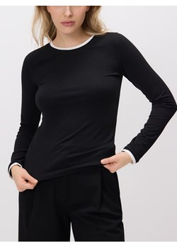Reserved - Longsleeve z kontrastową lamówką - czarny ze sklepu Reserved w kategorii Bluzki damskie - zdjęcie 189123098