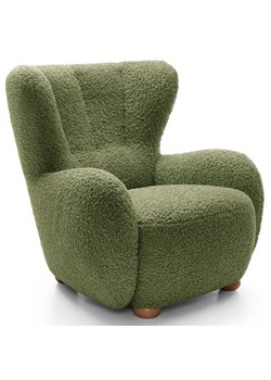 Zielony fotel uszak baranek oliwkowy T7-M08 ze sklepu Edinos.pl w kategorii Fotele - zdjęcie 189123256