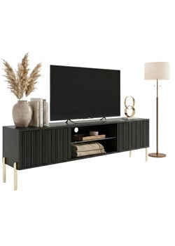 Czarna szafka RTV na złotych nóżkach 135 cm N9-P63 ze sklepu Edinos.pl w kategorii Szafki RTV - zdjęcie 189123287
