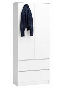 Biała Szafa Na Ubrania Z 2 Szufladami P2-M21 ze sklepu Edinos.pl w kategorii Szafy - zdjęcie 189123298