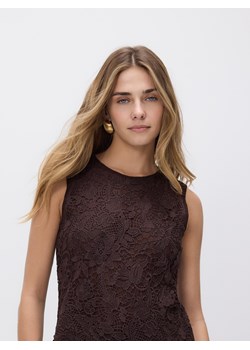 Reserved - Ażurowa bluzka - ciemnobrązowy ze sklepu Reserved w kategorii Bluzki damskie - zdjęcie 189124668