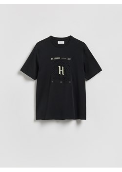 Reserved - T-shirt regular z aplikacją - czarny ze sklepu Reserved w kategorii T-shirty męskie - zdjęcie 189124819