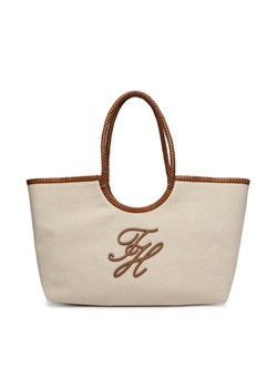 Torebka Tommy Hilfiger Th Elev Summ Maxi Tote Canvas AW0AW18629 Beżowy ze sklepu eobuwie.pl w kategorii Torby Shopper bag - zdjęcie 189129129