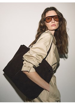 Reserved - Torebka shopper z imitacji zamszu - ciemnobrązowy ze sklepu Reserved w kategorii Torby Shopper bag - zdjęcie 189132436