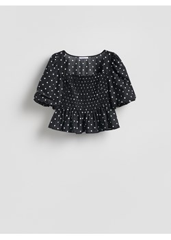 Reserved - Bluzka z bufiastymi rękawami - czarny ze sklepu Reserved w kategorii Bluzki damskie - zdjęcie 189132447