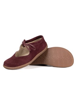 Buty barefoot skórzane Olivier Classic Lace bordo welur ze sklepu butyolivier w kategorii Półbuty damskie - zdjęcie 189132767