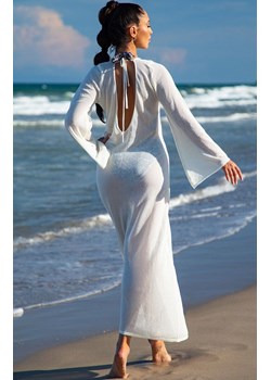 Długa sukienka ażurowa z dekoltem na plecach z bawełny kremowa 216/01, Kolor kremowy, Rozmiar 36/38, Primo ze sklepu Primodo w kategorii Sukienki - zdjęcie 189133848