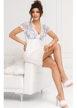 Koszulka nocna damska z koronką Angela, Kolor ecru-niebieski, Rozmiar S, Donna ze sklepu Intymna w kategorii Koszule nocne - zdjęcie 189134215