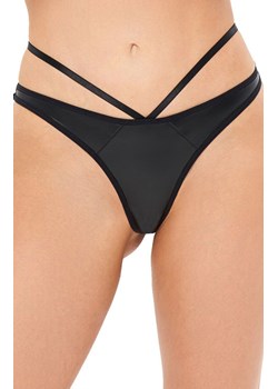 Stringi damskie wetlook z paskami Blackelia, Kolor czarny, Rozmiar S/M, KOTEK ze sklepu Intymna w kategorii Majtki damskie - zdjęcie 189134429