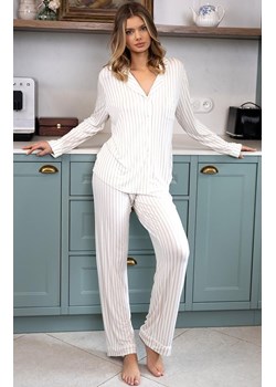 Sensis długa piżama damska rozpinana Amani, Kolor ecru-beżowy, Rozmiar S, SENSIS ze sklepu Intymna w kategorii Piżamy damskie - zdjęcie 189134547