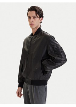 HUGO Kurtka skórzana Lude 50553111 Czarny Regular Fit ze sklepu MODIVO w kategorii Kurtki męskie - zdjęcie 189135507