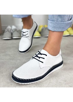 Białe nv skórzane ażurowe półbuty damskie T.Sokolski W26-01 ze sklepu suzana.pl w kategorii Półbuty damskie - zdjęcie 189136567