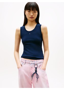 Tommy Jeans Damski podkoszulek Kobiety Bawełna granatowy jednolity ze sklepu vangraaf w kategorii Bluzki damskie - zdjęcie 189136925