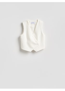 Reserved - Asymetryczna kamizelka garniturowa - biały ze sklepu Reserved w kategorii Kamizelki damskie - zdjęcie 189137028