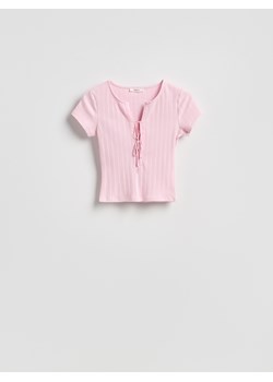 Reserved - Bluzka z wiązaniem - pastelowy róż ze sklepu Reserved w kategorii Bluzki damskie - zdjęcie 189137046