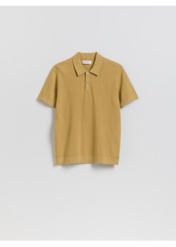 Reserved - Sweter polo z bawełną - musztardowy ze sklepu Reserved w kategorii Swetry męskie - zdjęcie 189138685
