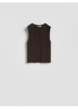Reserved - Dzianinowy top z wiskozą - brązowy ze sklepu Reserved w kategorii Bluzki damskie - zdjęcie 189138687