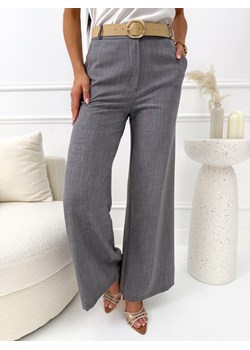 Szare Materiałowe Spodnie z Szerokimi Nogawkami ze sklepu ModnaKiecka.pl w kategorii Spodnie damskie - zdjęcie 189143025