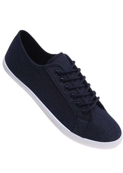 Wiązane granatowe trampki męskie z tkaniny /E3-3 18733 T280/ ze sklepu Pantofelek24.pl w kategorii Trampki męskie - zdjęcie 189143307