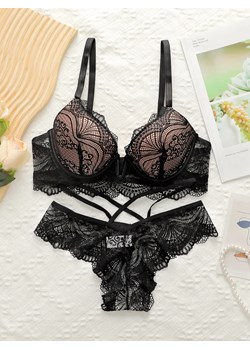 Elegancki koronkowy komplet bielizny - Czarny 70B ze sklepu Intimica.pl w kategorii Komplety bielizny damskiej - zdjęcie 189146487