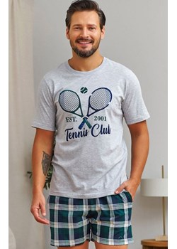 Doctor Nap bawełniana piżama męska PMB.7401.TENNIS, Kolor szary-wzór, Rozmiar L, Doctor Nap ze sklepu Intymna w kategorii Piżamy męskie - zdjęcie 189147089