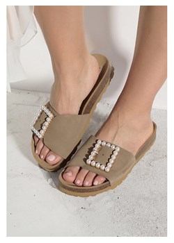 BABUNKERS Family Skórzane klapki w kolorze jasnobrązowym ze sklepu Limango Polska w kategorii Klapki damskie - zdjęcie 189153909