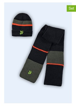 Tygo &amp; Vito 2-częściowy zestaw zimowy "Waylon" w kolorze czarno-oliwkowo-pomarańczowym ze sklepu Limango Polska w kategorii Czapki dziecięce - zdjęcie 189155136