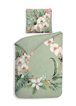 Heckett Lane Komplet pościeli satynowej "Ana" w kolorze biało-zielonym ze sklepu Limango Polska w kategorii Pościele - zdjęcie 189156499
