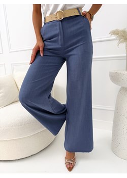 Niebieskie Materiałowe Spodnie z Szerokimi Nogawkami ze sklepu ModnaKiecka.pl w kategorii Spodnie damskie - zdjęcie 189159177