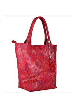 Torba worek skóra naturalna czerwona wzór kwiaty borse in pelle ze sklepu melon.pl w kategorii Torby Shopper bag - zdjęcie 189159549