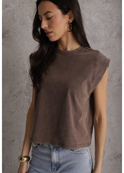 Brązowy Top z Bawełny w Stylu Grunge z Szeroką Linią Ramion Tezorea ze sklepu renee.pl w kategorii Bluzki damskie - zdjęcie 189160067