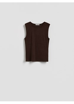Reserved - Top z wiskozą - ciemnobrązowy ze sklepu Reserved w kategorii Bluzki damskie - zdjęcie 189160969