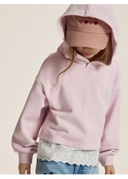 Reserved - Bawełniana bluza z koronką - pastelowy róż ze sklepu Reserved w kategorii Bluzy dziewczęce - zdjęcie 189161329