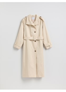 Reserved - Trencz z bawełną - beżowy ze sklepu Reserved w kategorii Płaszcze damskie - zdjęcie 189170595
