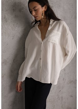 Biała Koszula z Wiskozy z Domieszką Lnu ze Strukturalnego Materiału Sewrita ze sklepu renee.pl w kategorii Koszule damskie - zdjęcie 189172159