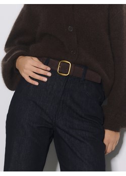 Reserved - Zamszowy pasek z klamrą - ciemnobrązowy ze sklepu Reserved w kategorii Paski damskie - zdjęcie 189172279