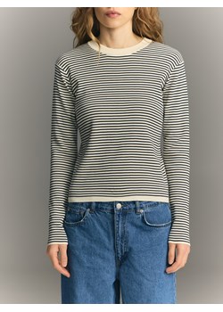 Reserved - Bawełniany longsleeve w paski - granatowy ze sklepu Reserved w kategorii Bluzki damskie - zdjęcie 189172345