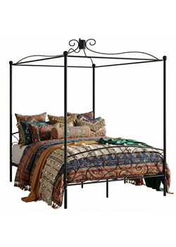 Czarne podwójne łóżko z baldachimem 180x200 cm Z9-K15 ze sklepu Edinos.pl w kategorii Łóżka i materace - zdjęcie 189172486