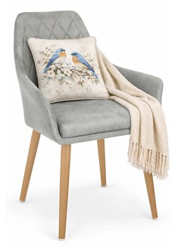 Szare pikowane krzesło tapicerowane z podłokietnikami H7-R24 ze sklepu Edinos.pl w kategorii Krzesła - zdjęcie 189172559