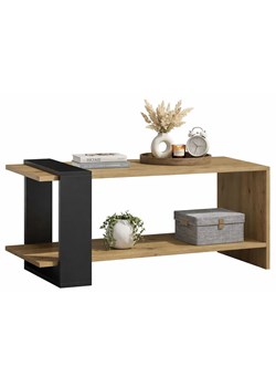 Prostokątna Ława Czarny Z Półką Dąb Artisan + F2-B40 ze sklepu Edinos.pl w kategorii Stoliki kawowe - zdjęcie 189172567