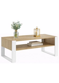 Prostokątna ława kawowa z półką - dąb artisan + biały C4-D63 ze sklepu Edinos.pl w kategorii Stoliki kawowe - zdjęcie 189172587