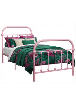 Różowe minimalistyczne łóżko metalowe 100x200 cm S4-T73 ze sklepu Edinos.pl w kategorii Łóżka i materace - zdjęcie 189172655