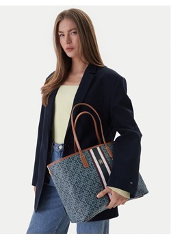 Torebka Tommy Hilfiger Th Monoplay Tote Stripe Le AW0AW18390 Niebieski ze sklepu eobuwie.pl w kategorii Torby Shopper bag - zdjęcie 189177035