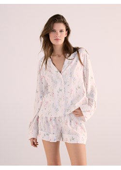 Reserved - Wzorzysta piżama z wiskozy - kremowy ze sklepu Reserved w kategorii Piżamy damskie - zdjęcie 189180335