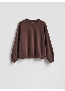 Reserved - Gładka bluza z bawełną - ciemnobrązowy ze sklepu Reserved w kategorii Bluzy damskie - zdjęcie 189180409
