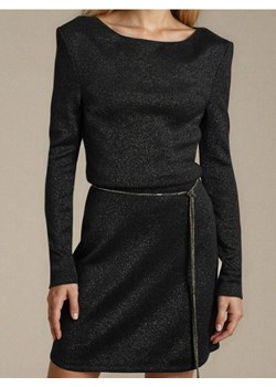 Sinsay - Sukienka mini z metalizowaną nicią i biżuteryjnym paskiem - czarny ze sklepu Sinsay w kategorii Sukienki - zdjęcie 189180857